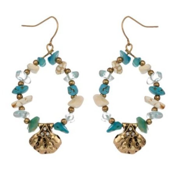 Erica Lyons Jewelry - NWT  ERICA LYONS  BEADED DROP EARRINGS W/SHELL    PERFECT for SPRING/SUMMER